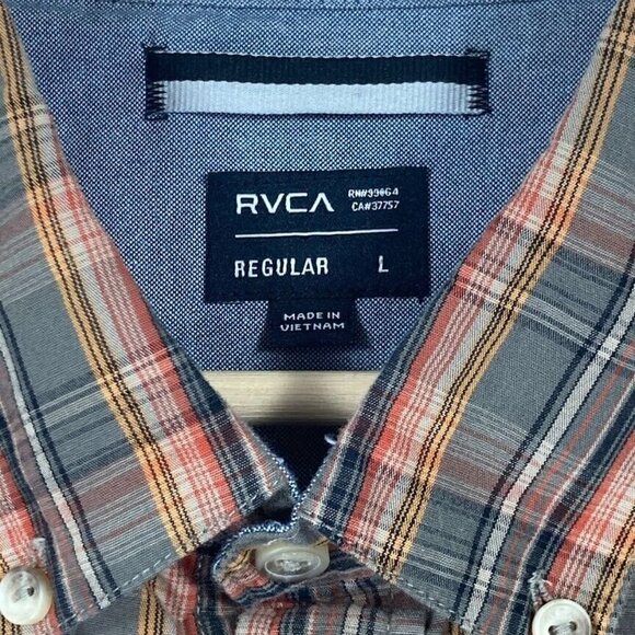 RVCA Men's Shirt Button Down Cotton Lightweight School Surf Skate Classic Dad L - Picture 3 of 5